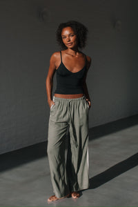 Side Stripe Linen Pant