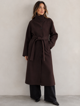 Load image into Gallery viewer, Chocolate Funnel Neck Coat