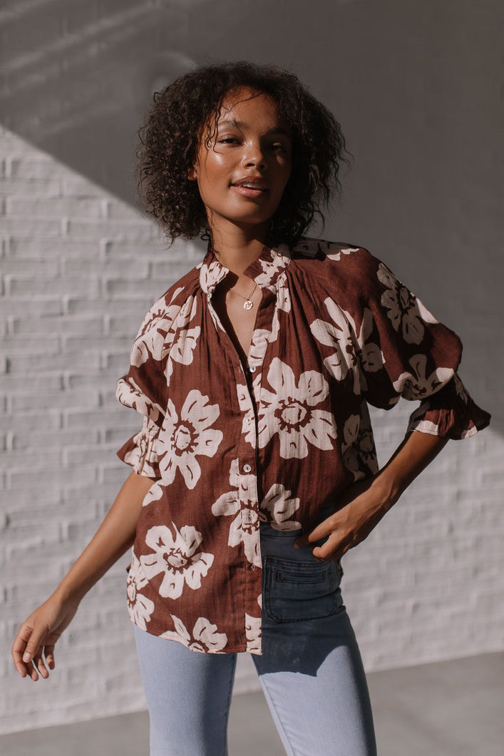 Deliyla Sorrento Button Top