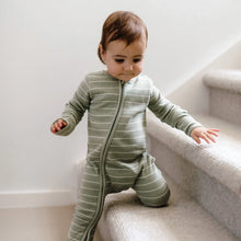 Load image into Gallery viewer, KYND BABY Organic Waffle Onesie-Sage Stripe