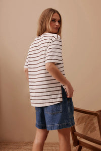 Stevie Slouch Choc Stripe Tee