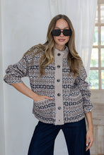 Load image into Gallery viewer, Fair Isle Funnel Neck Cardigan