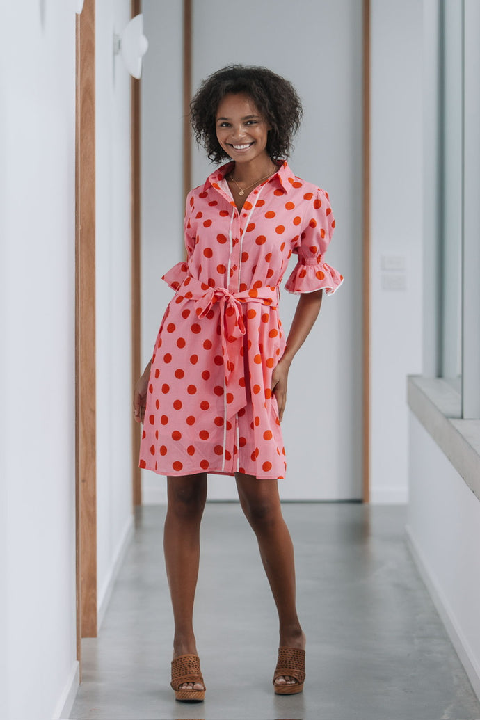 Contrast Polka Dot Dress
