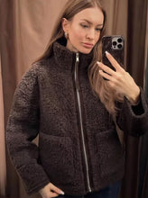 Load image into Gallery viewer, Teddy and faux leather zip jacket