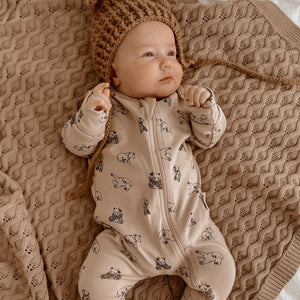 Aster & Oak Bear Zip Romper