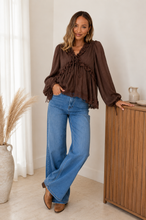 Load image into Gallery viewer, Choc Ruffle Blouse