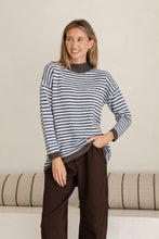 Load image into Gallery viewer, Maddy-Stripe Hi-Low curve hem knit