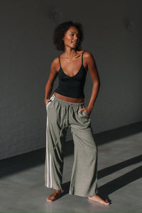 Side Stripe Linen Pant