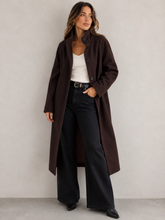 Load image into Gallery viewer, Chocolate Funnel Neck Coat