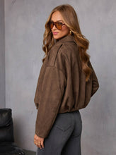 Load image into Gallery viewer, Suede Gather Hem Bomber Jacket