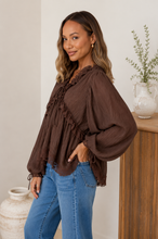 Load image into Gallery viewer, Choc Ruffle Blouse