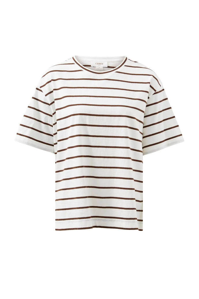 Stevie Slouch Choc Stripe Tee