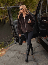 Load image into Gallery viewer, Teddy and faux leather zip jacket
