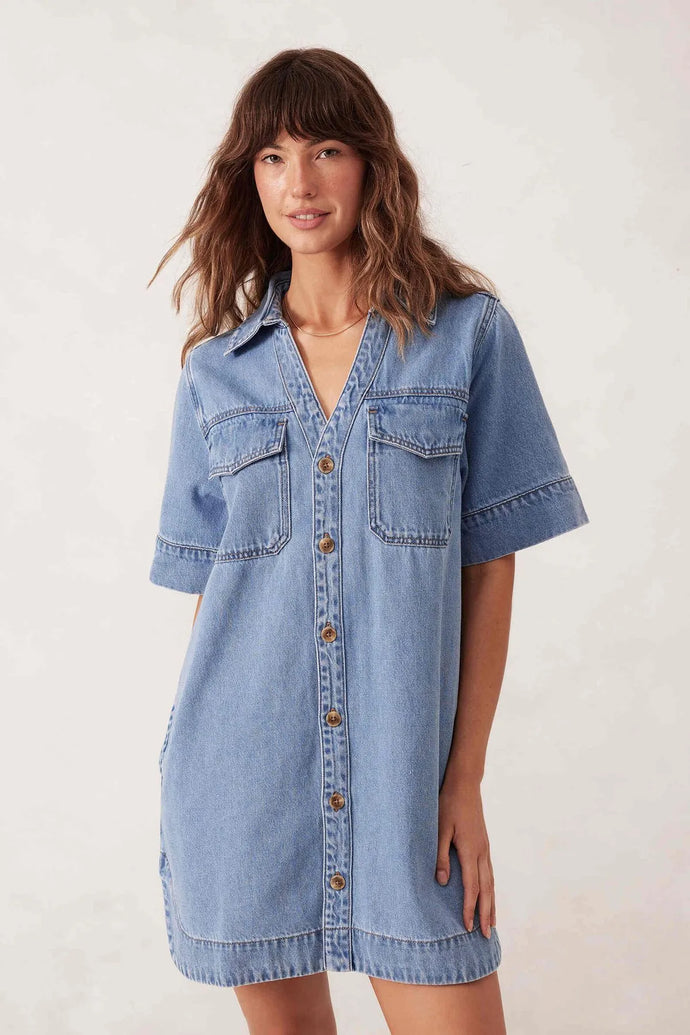 CERES LIFE SAMMY VINTAGE DENIM DRESS