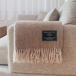 Herringbone wool blend blanket