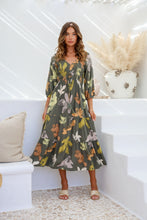 Load image into Gallery viewer, Layla Shirred Khaki Dress