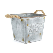 Load image into Gallery viewer, Farmers square bucket planter with rope handles