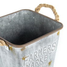 Load image into Gallery viewer, Farmers square bucket planter with rope handles