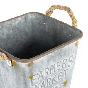 Farmers square bucket planter with rope handles