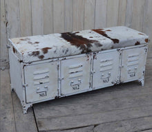 Load image into Gallery viewer, Cowhide Iron locker Bench