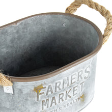 Load image into Gallery viewer, Metal Farmers Market oval tub with rope handles