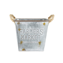 Load image into Gallery viewer, Farmers square bucket planter with rope handles