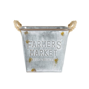 Farmers square bucket planter with rope handles